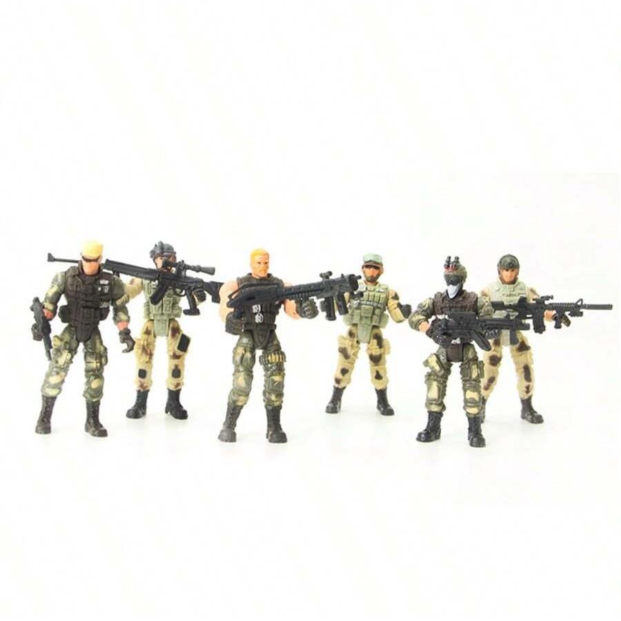 Shindel Men Soldiers Military Soldier Playset, Joint-Movable Figures with Weapons, Zombie Model, 10cm Police Trooper Figurine, Birthday & Christmas Gift