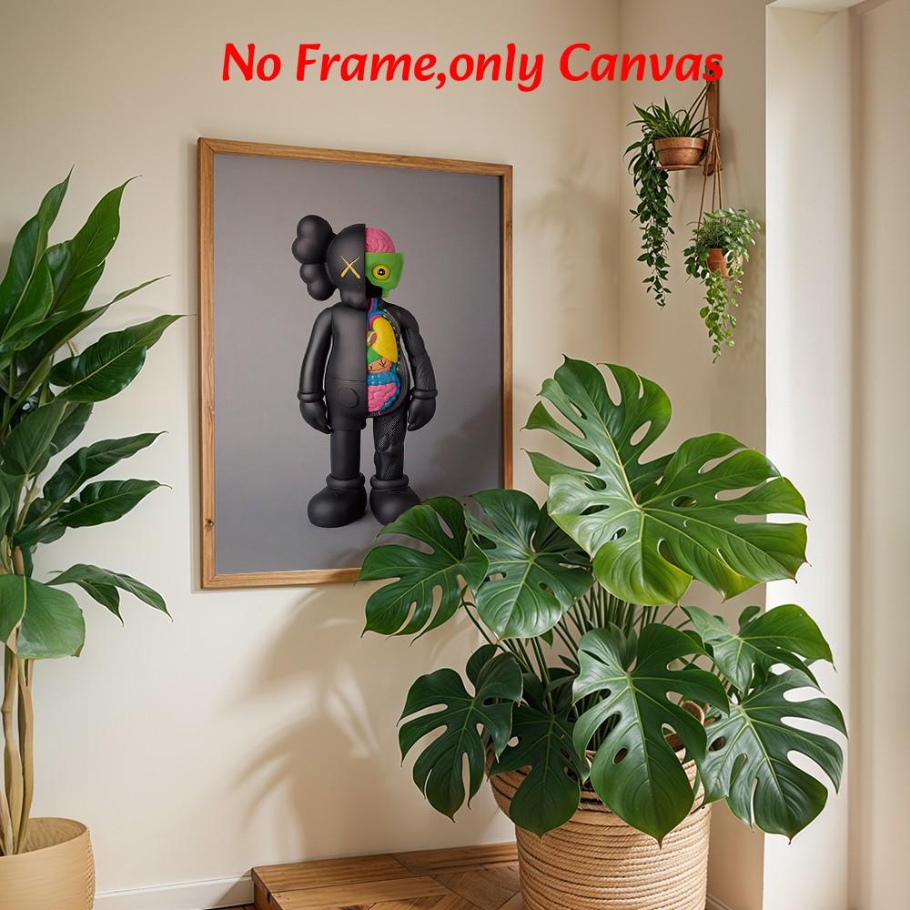 Pop Art Wall Arts Anatomy Posters, Kaws Figure Canvas Prints, Abstract Art Wall Decor, Unframed Canvas Art Print for Living Room Bedroom Office Gift
