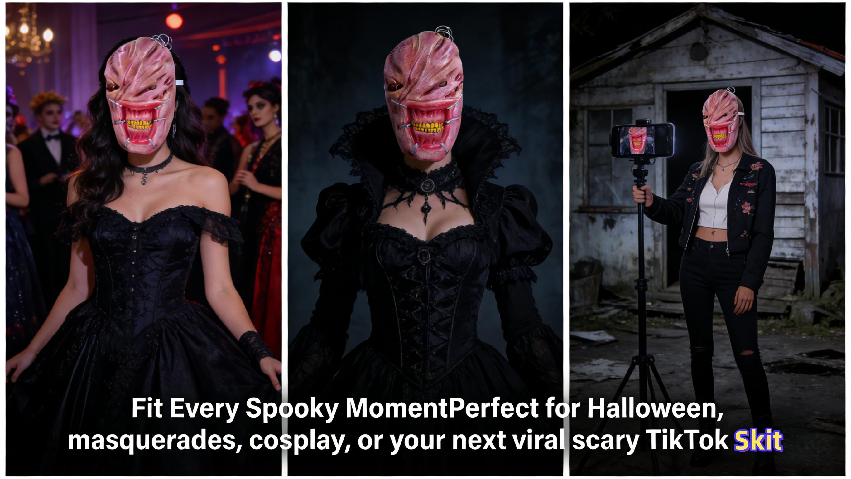 Scary Halloween Mask, Creepy Horror Latex Face Mask for Halloween Masquerade Cosplay Costumes