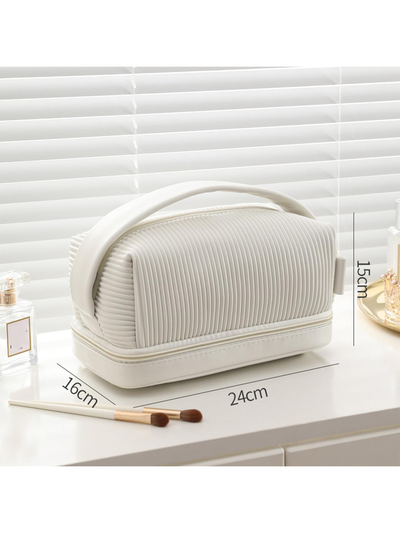 New Makeup Bag, Portable Travel Toothbrush Case, Large Capacity Waterproof Cosmetic Organizer, Elegant Dual-Layer Travel Storage Bag