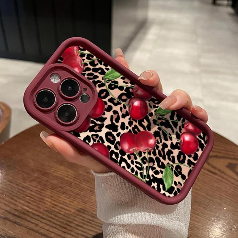 Sexy Wine Cherry Graffiti Phone Case, Creative Design Compatible with Multiple iPhone iPhone11/12/16/16Promax/16pro/16plus/13/14/15/15pro/15 Plus/15 Promax/7plus/8plus/X/Xs, Stylish Protective Cover