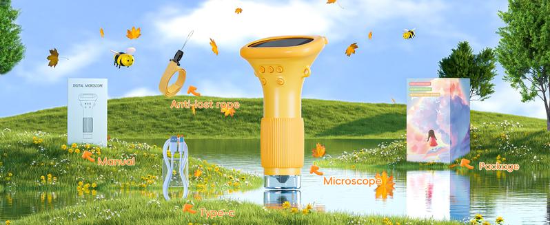 INSKAM 2'' Kids Microscope 1000X Handheld Digital Microscope HD Pocket Portable Mini USB Camera for PC STEM Learning Tools Fun Birthday Gift for Kids