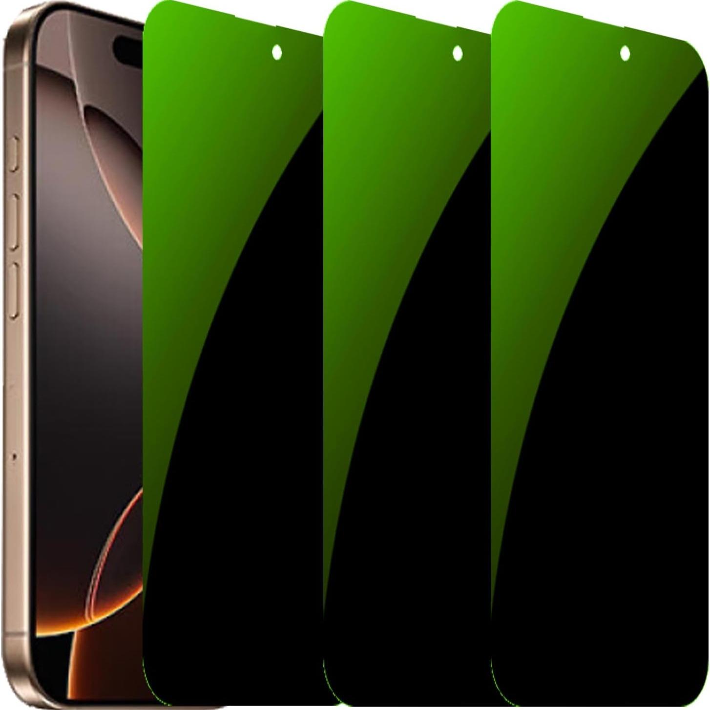 Tempered Glass Phone Screen Protector, 3 Counts Anti-spy Phone Screen Protective Film, Phone Accessories Compatible with iPhone 15 14 13 12 Smartphone