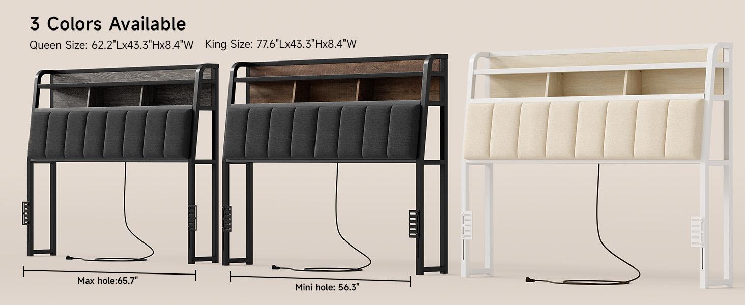 【SPOTLIGHT DAY】ONBRILL Ergonomic Headboard for Queen Size Bed with 2-Tier Storage, Upholstered Headboards with Outlets, USB Ports, LED Light, Queen Head Board Only, Height Adjustable, Sturdy and Stable 【SPOTLIGHT DAY】ONBRILL Ergonomic Headboard for Queen Size Bed with 2-Tier Storage, Upholstered Headboards with Outlets, USB Ports, LED Light, Queen Head Board Only, Height Adjustable, Sturdy and Stable