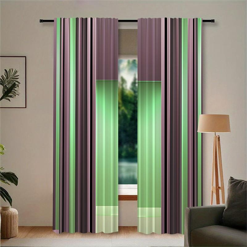 2 pieces of Mordani color-matching geometric patchwork printed curtains, made of polyester with semi-transparent texture, machine washable, suitable for bedrooms, living rooms and home decoration curtains.