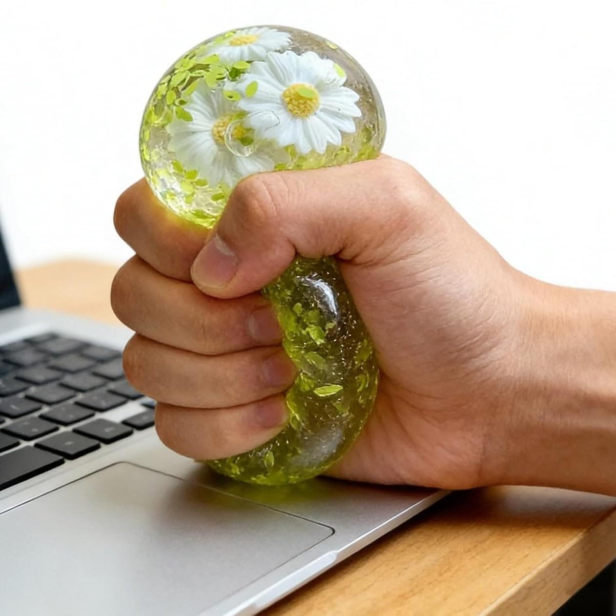 1/2 PCS Coconut Oil Squishy, Crunchy Fidget Stress Ball, Stress Relief Fidget, Slow Rising Squishy, Kasuga Daisy, Ultra-Soft & Non-Sticky, Reusable, Portable Squeeze, Decompression Squeeze Sand Glutinous Sensory Fidgety Toy, During Study, Work