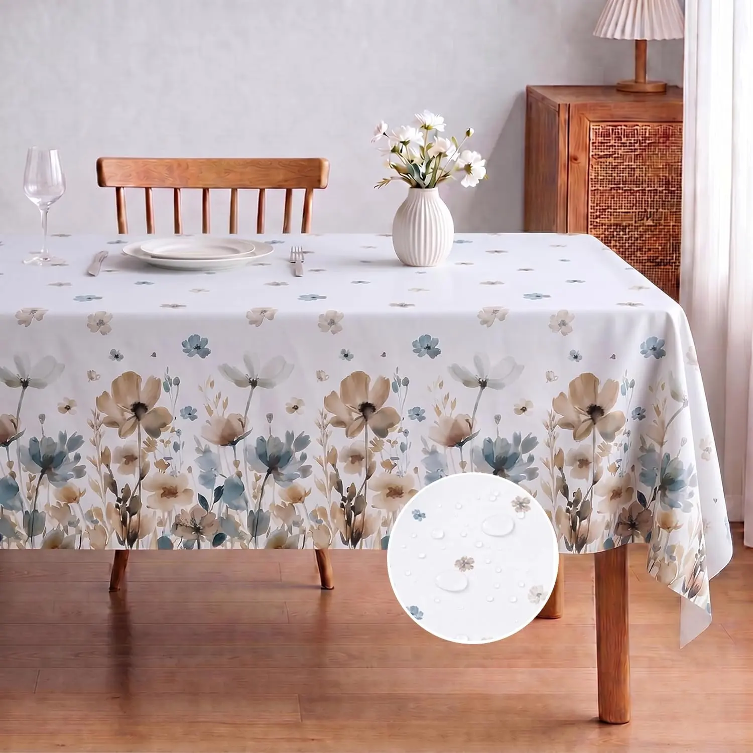 Rectangular Vinyl Tablecloth 60×84 Inch Watercolor Fall