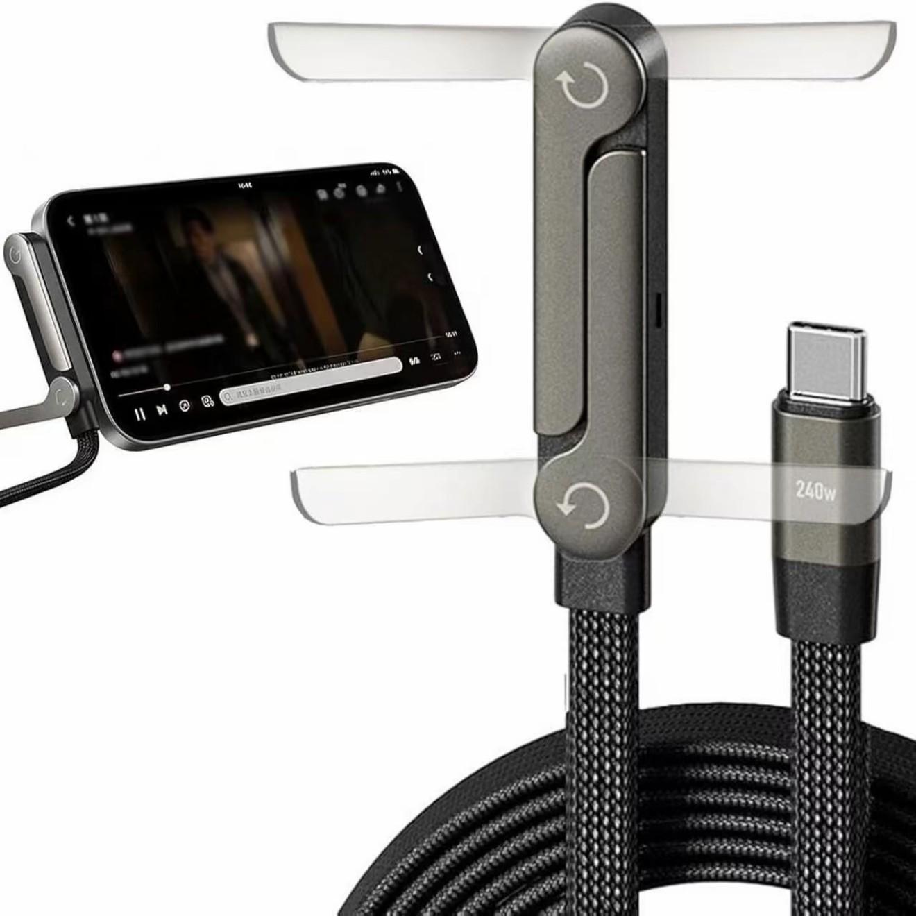 240w Gaming Mobile Phone Charging Cable, Compatible with Apple iPhone & Huawei, Fast Charge Data Line, Dual-Function Charger, Electronic Cellphone