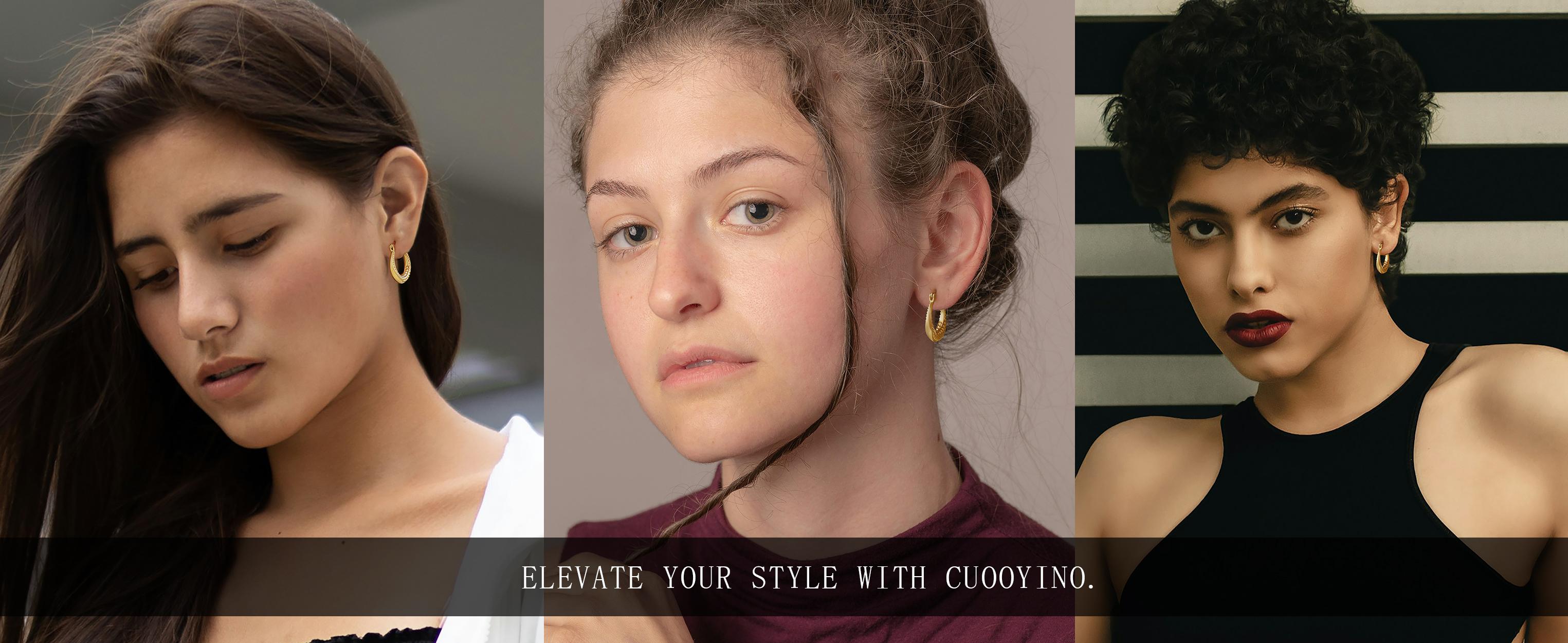 925 Sterling Silver Post Chunky Gold Hoops, Gold Plated Hypoallergenic Earrings for Women Jewelry