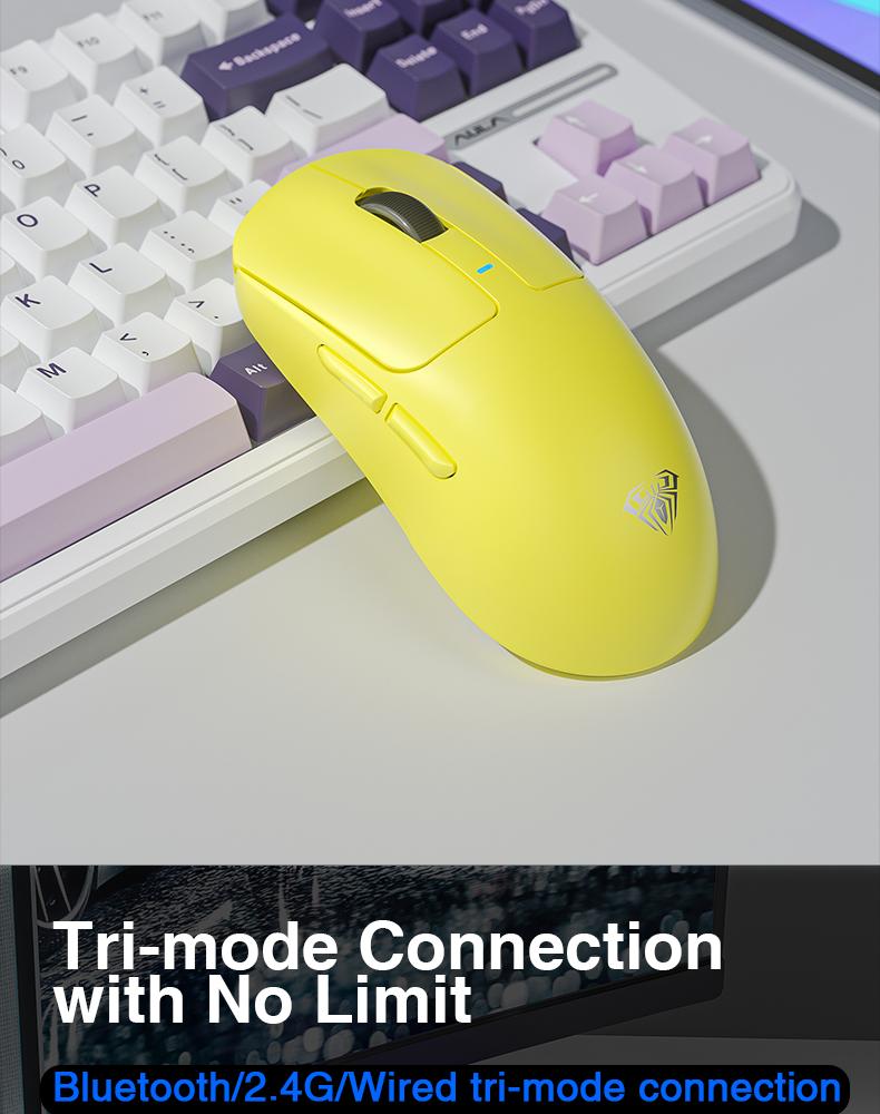 AULA SC680 Wireless Gaming Mouse, Tri-Mode 2.4G/BT5.0/USB-C Gaming Mouse, 10000 DPI Rechargeable Wireless Mouse, Gaming Mouse with 6 Programmable Buttons and Summer Anti-Slip Stickers, Office Desktop Laptop Accessories TikTokShopfalldealsforyou