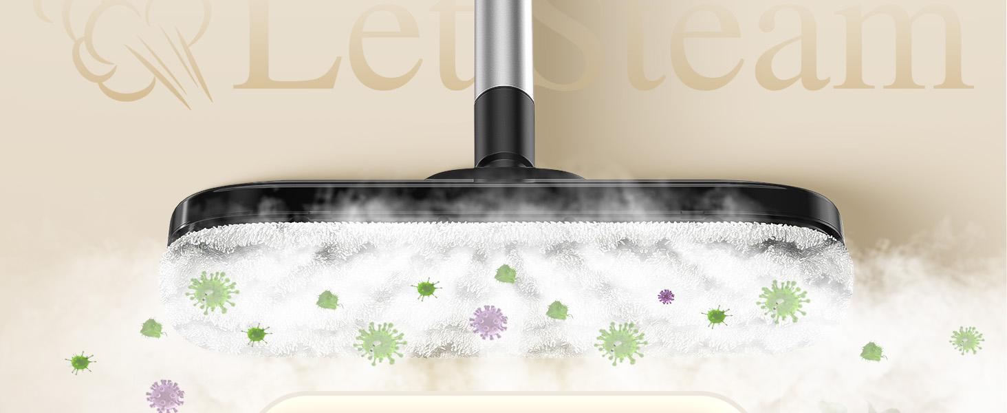 Phueut Powerful Heavy Duty Steam Mop with 17 Accessories for Deep Cleaning, Portable and Multifunction Floor Steamer for Hardwood, Grout and Springtok