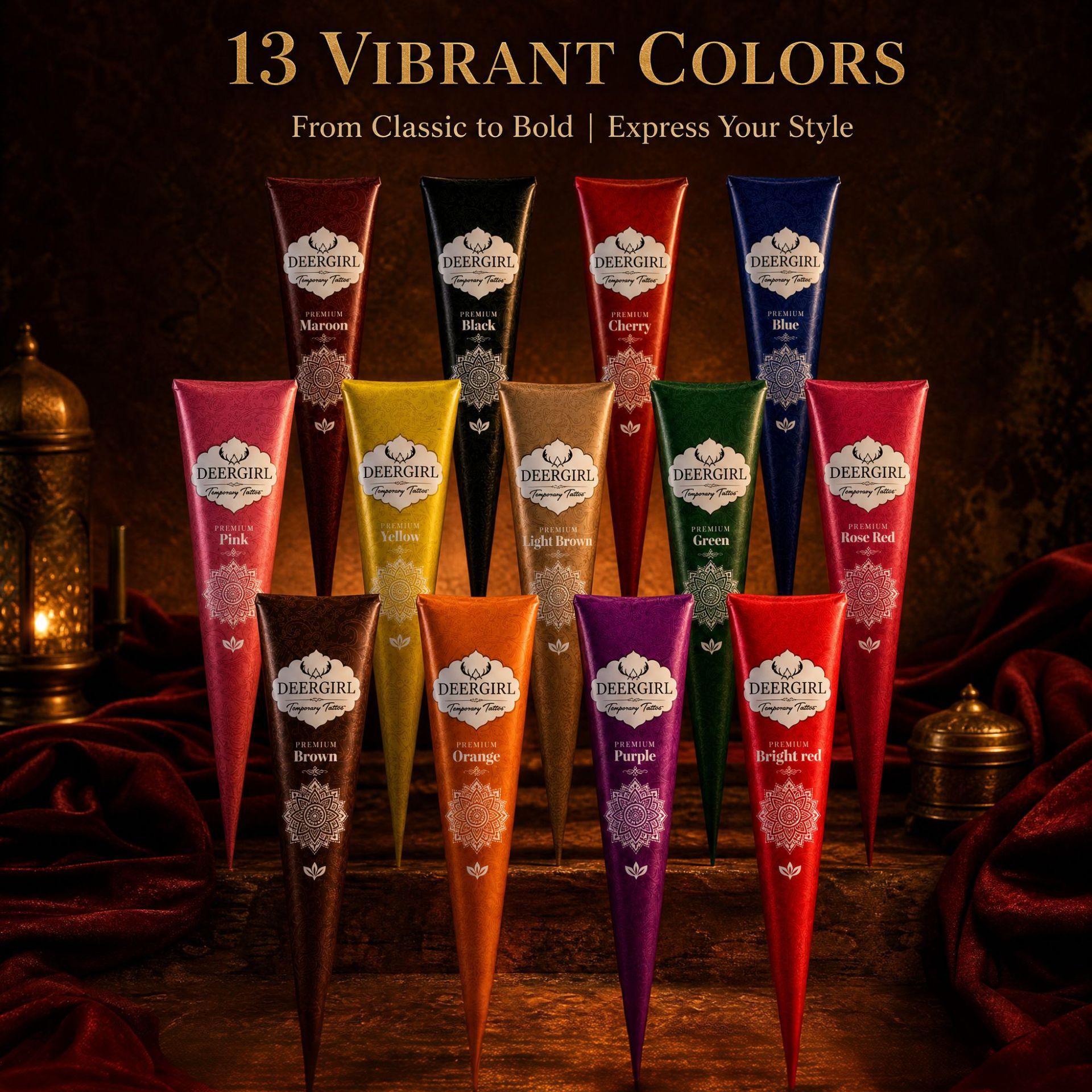 Ins-style gift set of 8 cherry red henna cones Henna Tattoo, smooth clog-free long-wearing paste for authentic Indian art. Versatile for full skin patterns and nail detailing, romantic body decor kit for Valentine's Day, weddings and theme parties.