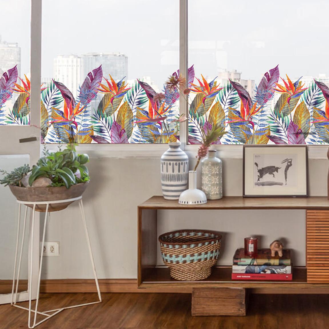 Floral Static Glass Sticker Roll, Removable French Style Glass Film, Room Renovation Decor, Balcony Decoration, No Glue Required