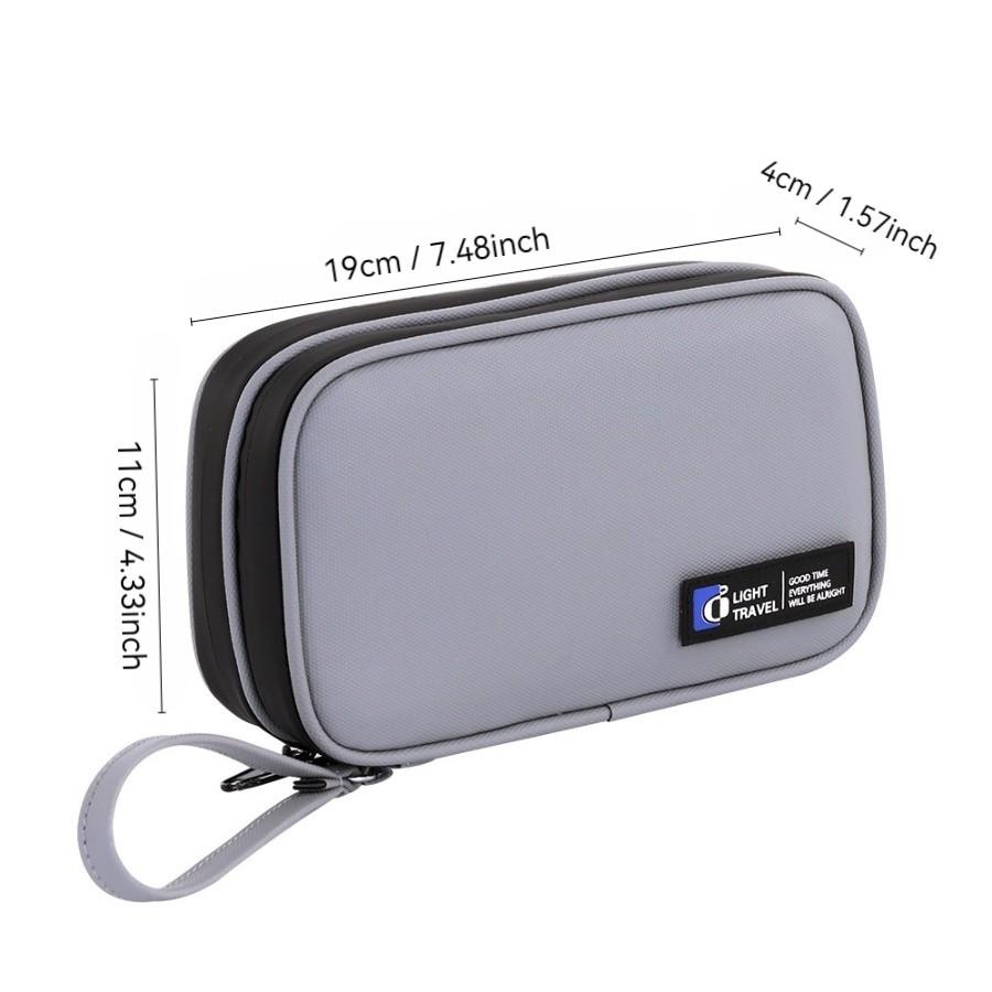 Small Dual-Layer Data Cable Organizer Bag, Mobile Power Bank U Disk U Shield Storage Pouch, Digital Electronics Accessories Case