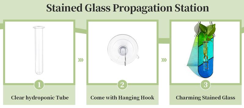 Stained Glass Propagation Wall Hanging: Spring Propagation Station Planters for Window Decor - Propagation Tubes Terrarium Unique Plant Lover Gift