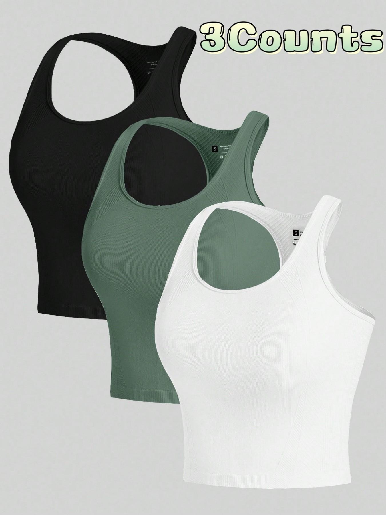 3-piece Women's Outdoor Sports Tank Tops, Sleeveless Sports Wear for Running, Yoga and Fitness