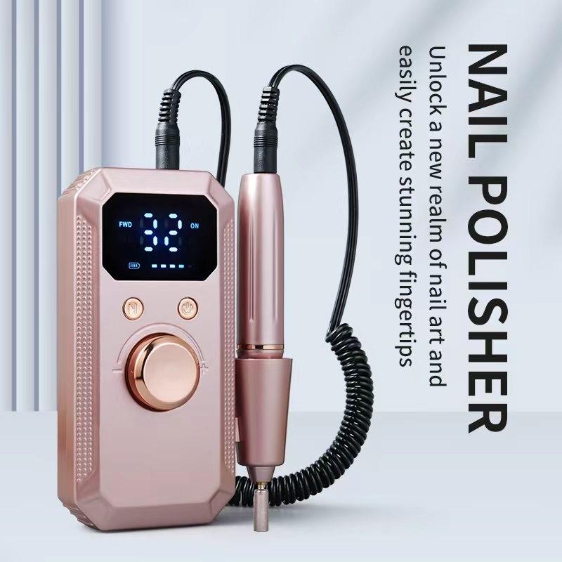 BASIC SUPPLY Professional electric nail polishing machine, LED display screen, multiple polishing heads, 32 adjustable gears, forward and reverse rotation polishing, high-efficiency power, compact design, perfect gift for female nail art