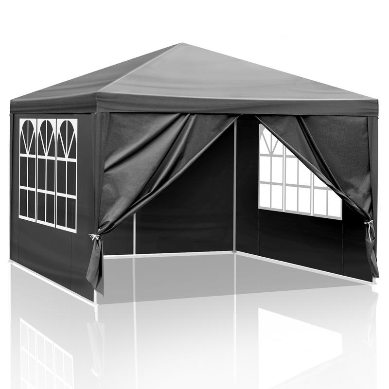 10'x10' Gazebo Waterproof Outdoor Canopy Patio Tent Party Tent for Wedding BBQ Cater, Black 10'x10' Gazebo Waterproof Outdoor Canopy Patio Tent Party Tent for Wedding BBQ Cater, Black