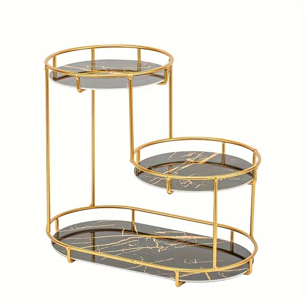 1Pc Light Luxury Bathroom Storage Rack, Countertop Makeup Organizer, Vanity Cosmetics Shelf for Washroom Desktop