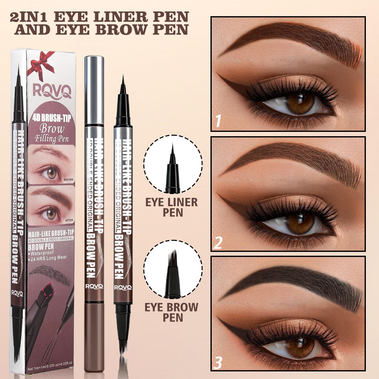 Double-Ended Eyebrow Pencil Set, Instant Root Coverage & Edge Control, Waterproof Sweatproof Long-Lasting Makeup Tool, Cosmetic
