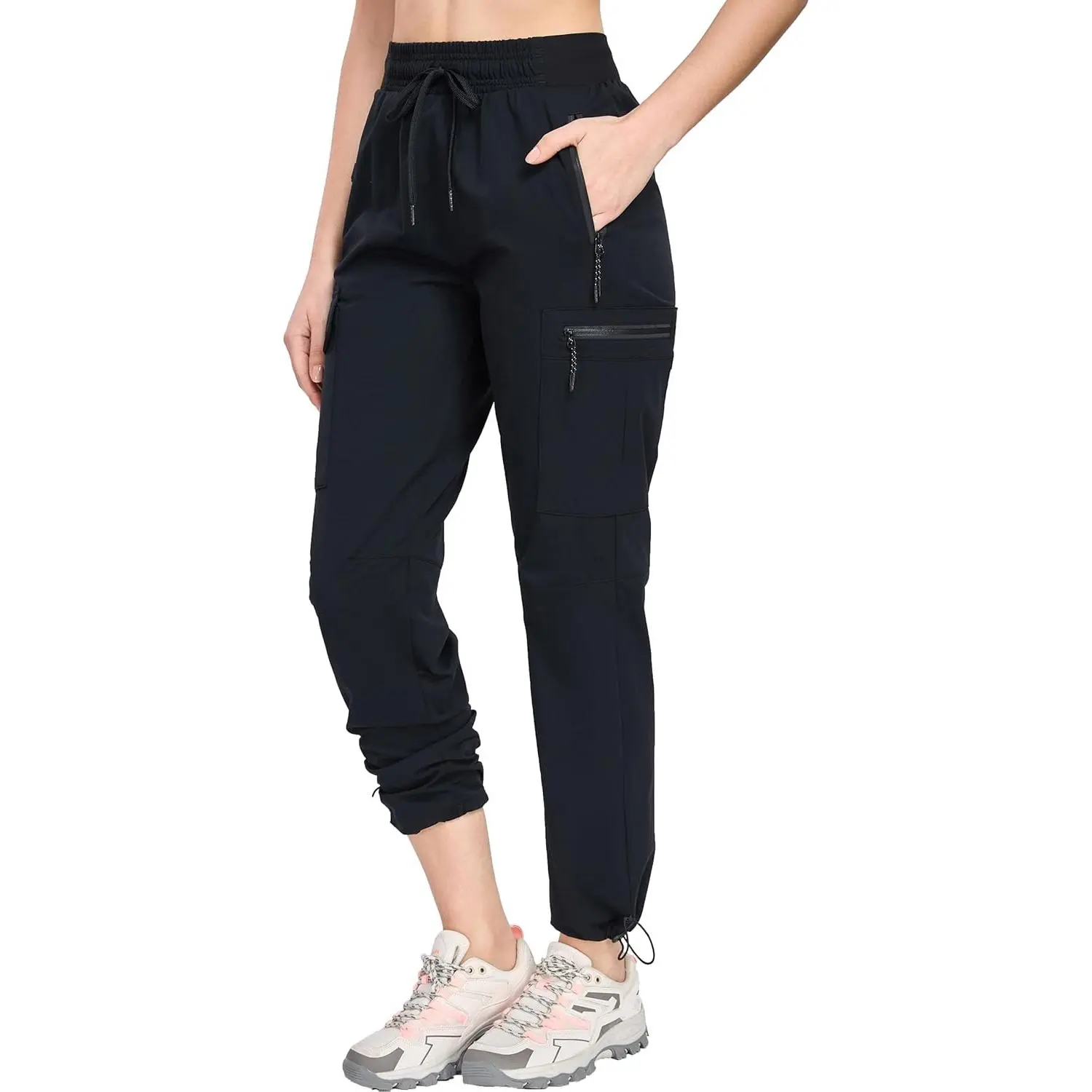 Women's Hiking Pants Water Resistant Quick Dry Cargo Pockets Joggers | Lightweight, Drawstring Elastic Waistband, Sun Protection, Comfort, Fishing, Camping Climbing Trousers Clothes For Women