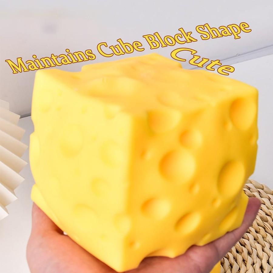 Giant Cheese Squeeze Toy, Large Giant Cube, Slow Rebound Squeeze Toy, Stress Relief, Bouncing Sensory Toy, Soft Rebound, Novelty Gift, Stress Relief Fidgeting