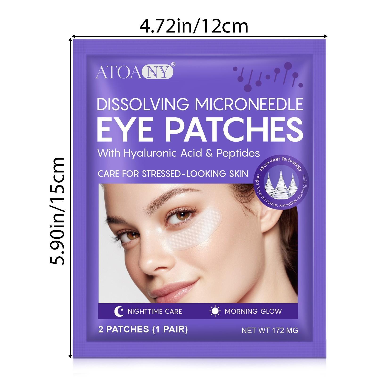 ATOANY Micro-Needle Eye Patches (2-pack), containing 2,000 micro-crystals, enhance skin contact and infuse the skin with nourishing ingredients. Use these eye patches while sleeping to keep the eye area hydrated all night long.