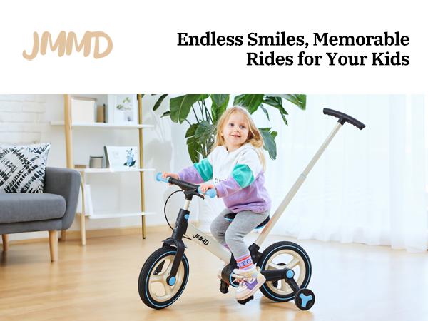 【ChristmasGifts】JMMD Multi-Functional 6-in-1 Toddler Bike for 18-60M Baby Balance Bike with Training Wheels, Pedals & Push Handle | Ride-On Toy with Brakes & Kickstand | First Birthday Gift for Boys & Girls one kid
