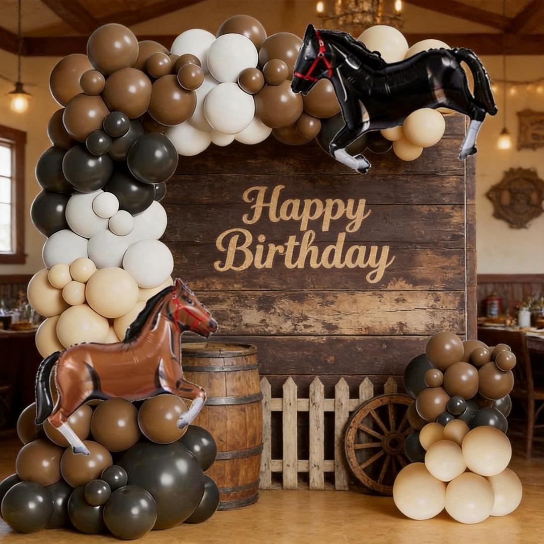 116 Piece Western Horse Racing Theme Balloon Set, Latex Balloons with Horse Foil Balloons, Perfect for Birthday Parties, Balloon Arch, Party Balloons Decorations