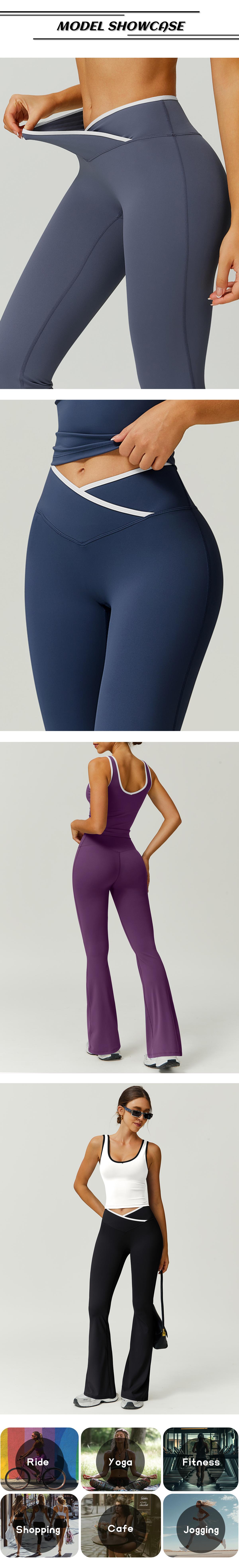 TimeOFF Two-Piece Color Block U-Neck Piped Tank & Bell Bottom Set, Deep V-Back Cutout, Contrast Binding Detail, Solves Trendy & Sculpting Need for Gym, Dance & Chic Casual Occasions,loungesetwomen,sweatsuits women,comfort sweat set,summervibes