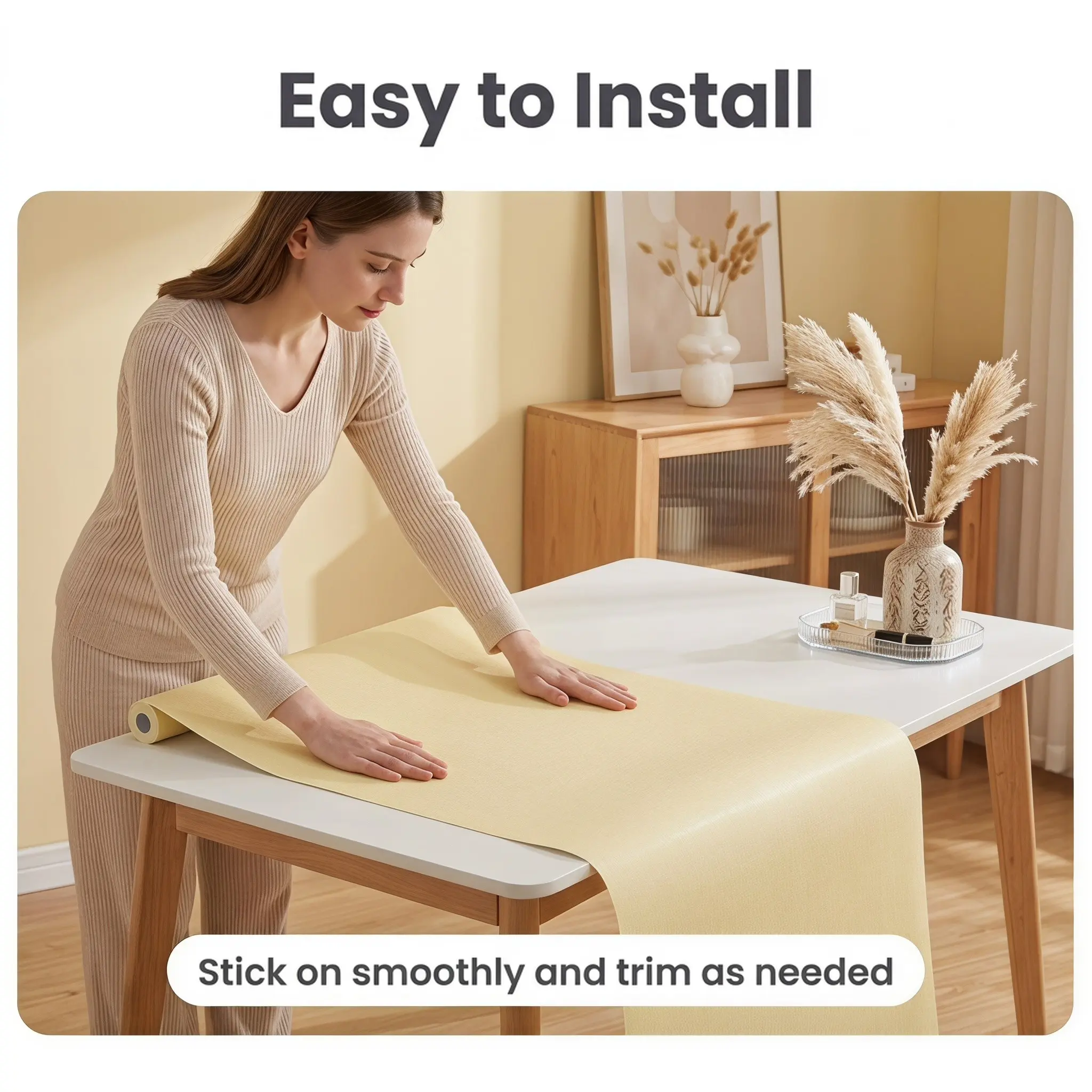 Minimalist Solid Peel and Stick Wallpaper, Easy Install Self Adhesive Wall Covering, Rent Friendly Removable Wall Decor, Moisture-Proof