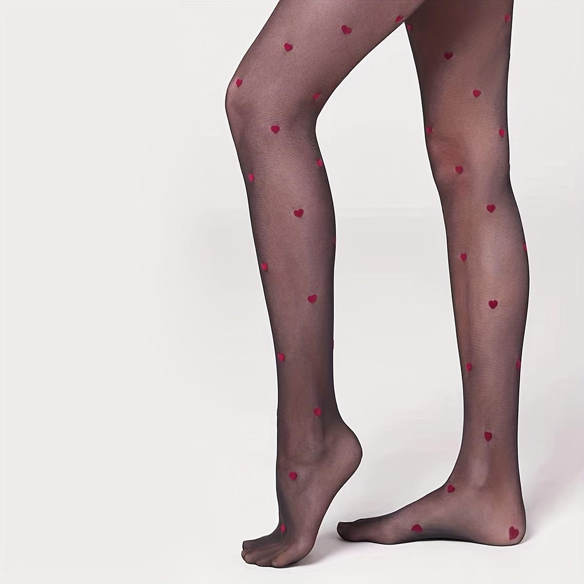 Stockings Heart Pattern Sexy Women Half-Transparent Pantyhose Ideal for Festivals & Parties Bold Look Boost Confidence