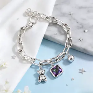 New Arrival Crystal Charm Bracelet, Adorable Little Bear Animal Design with Shiny Crystals, Fashion Sports Wristband Jewelry Perfect as Gifts for Women