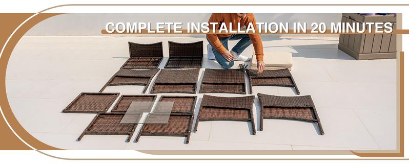 HOMALL Patio Porch Furniture Sets 3 Pieces PE Rattan Wicker Chairs with Table Outdoor Garden Furniture Sets