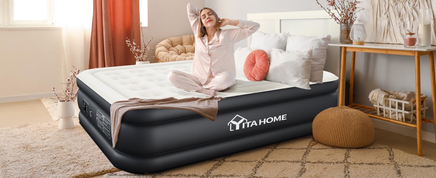 DWVO Twin/Twin XL Air Mattress with Built-in Pump and Carry Bag, Elevated Inflatable Mattress Blow Up Mattress for Camping, Home, & Portable Travel