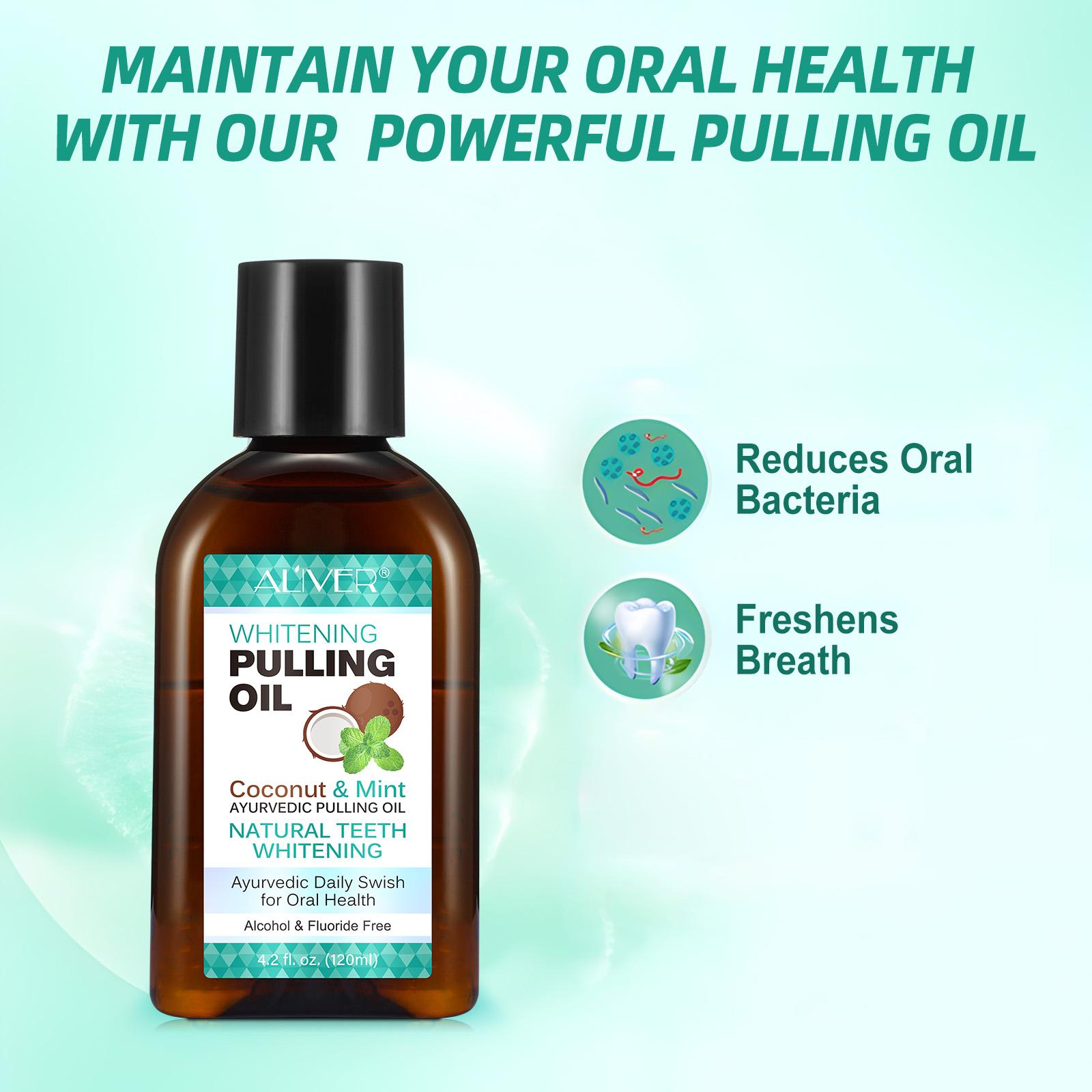 120ML Aliver Coconut Mint Mouthwash & Tongue Scraper Set, Natural Alcohol-Free Fresh Breath Ayurveda Mouthwash, Oral Health Care, Oral Care Product