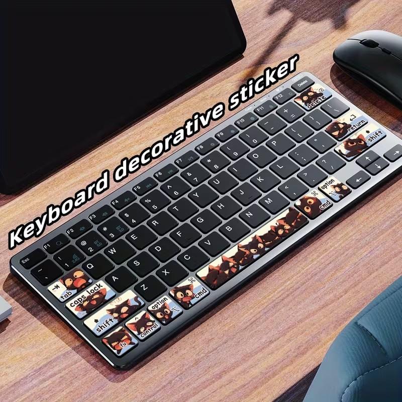 Cute Cartoon Cat Keyboard Sticker for Macbook Air, Matte Finish, Self-Adhesive PVC, Easy to Apply and Remove, Personalize Your Laptop