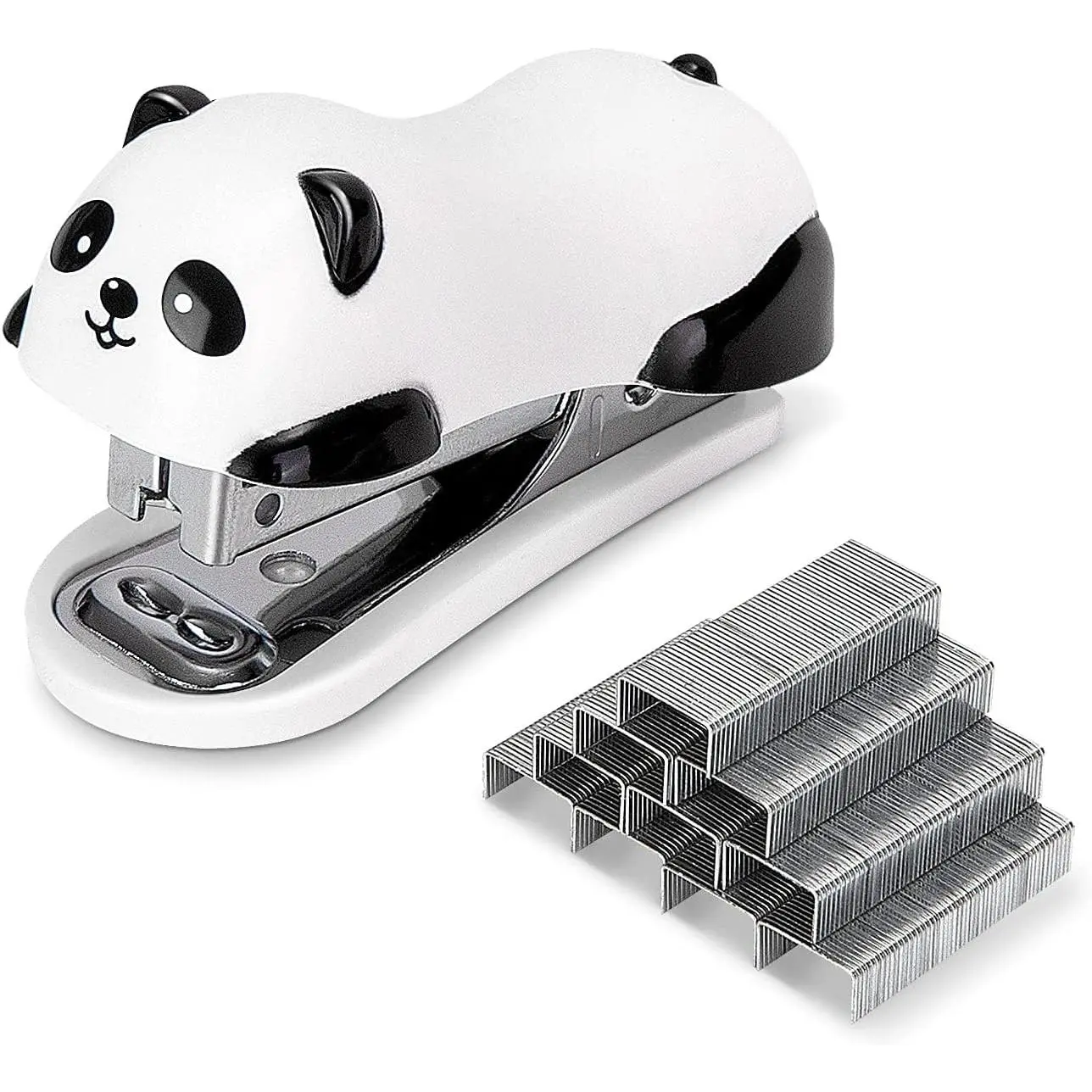 Mini Cute Panda Desktop Stapler, 12 Sheet Capacity | Includes -in Staple Remover & 1000 count No.10