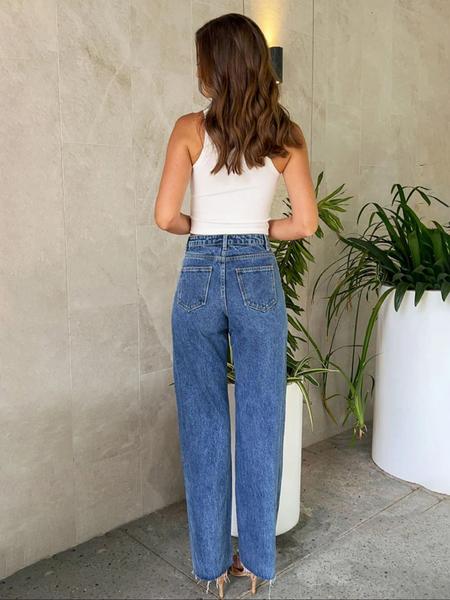 Women's Loose-Fit Denim Jeans, Casual Style, All-Season Wear, Pearl Wash Design, Perfect for Daily & Dates, Everyday