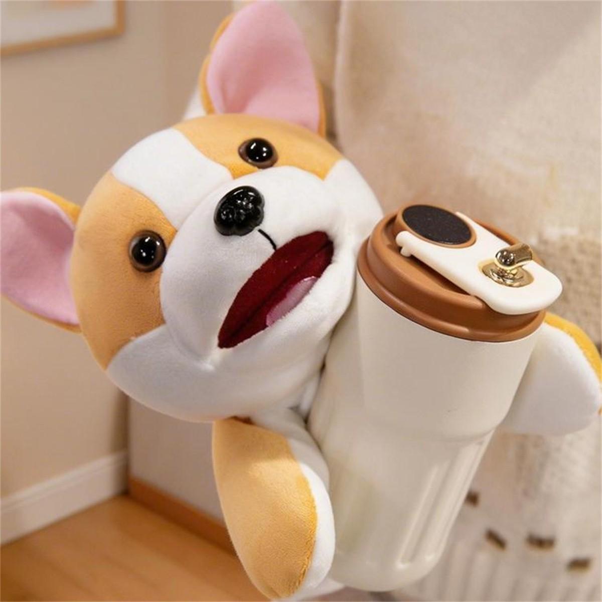 25cm/9.84inch Puppy Hand Puppet Series Plush Toys, soft and fluffy stuffed animals, Dalmatian/Little Yellow Dog/Husky/Corgi, suitable for parent-child interaction, pretend play, role-playing, classroom props, birthday gifts, party games, graduation season