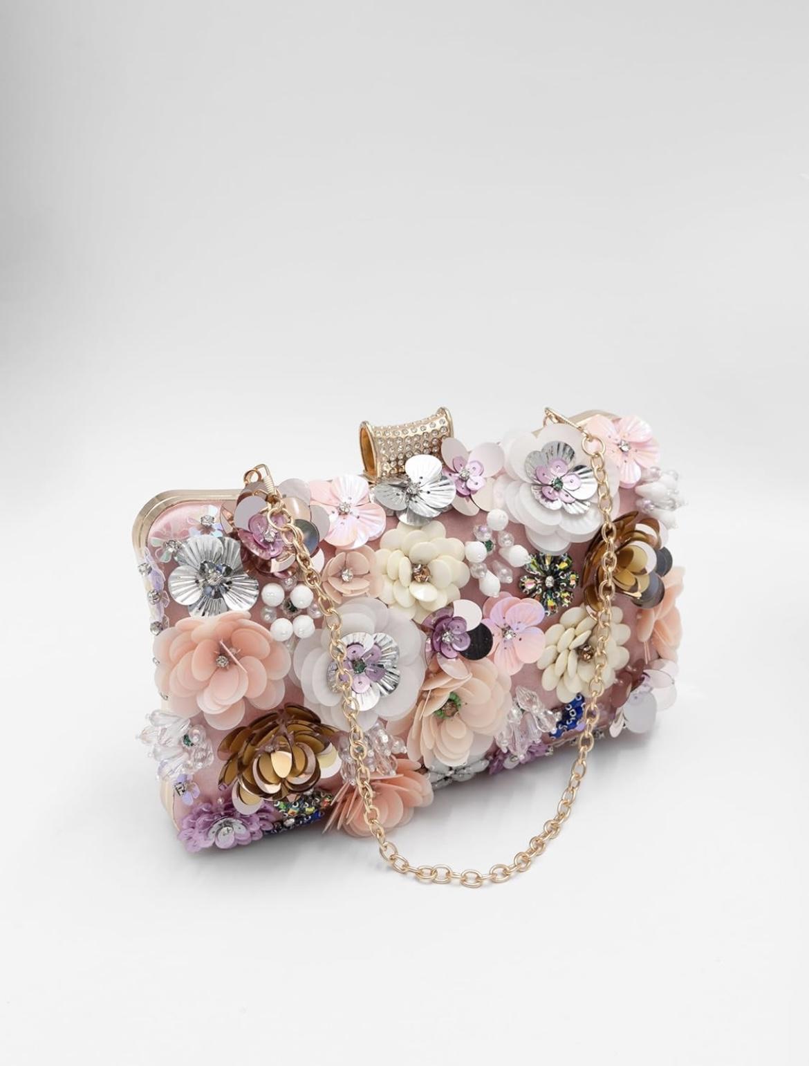 Handmade Beaded Embroidered Floral Clutch Bag, Woman Handbag,Elegant Evening Accessory, Christmas Eve Essentials,Christmas Gifts for Her,Luxury Party Purse, Women's New Year Gift, Valentine's Day Present，Graduation present.