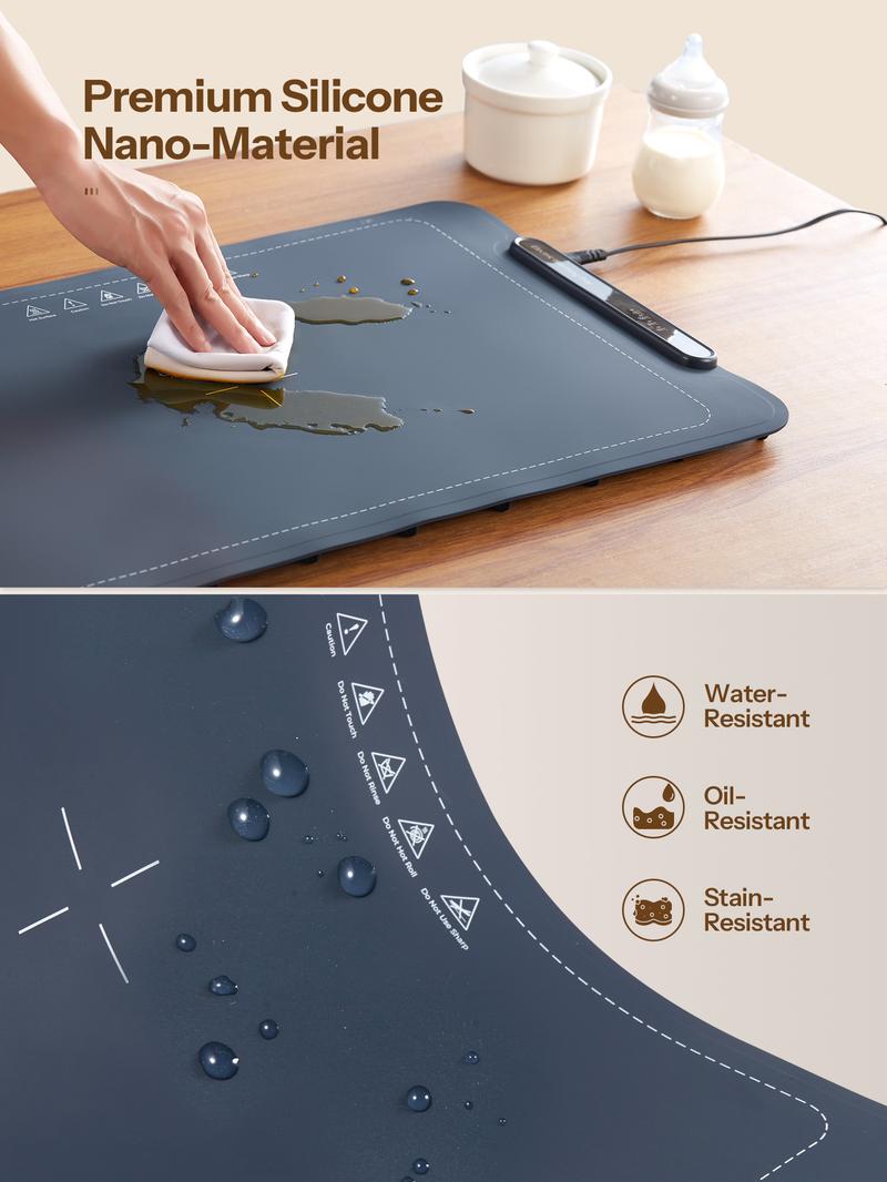 Electric Warming Tray, Foldable Food Warming Mat with Adjustable Max Temperature 212 Fahrenheit, Auto Shut-Off Food Warmer for for Gatherings, Parties, Everyday Use