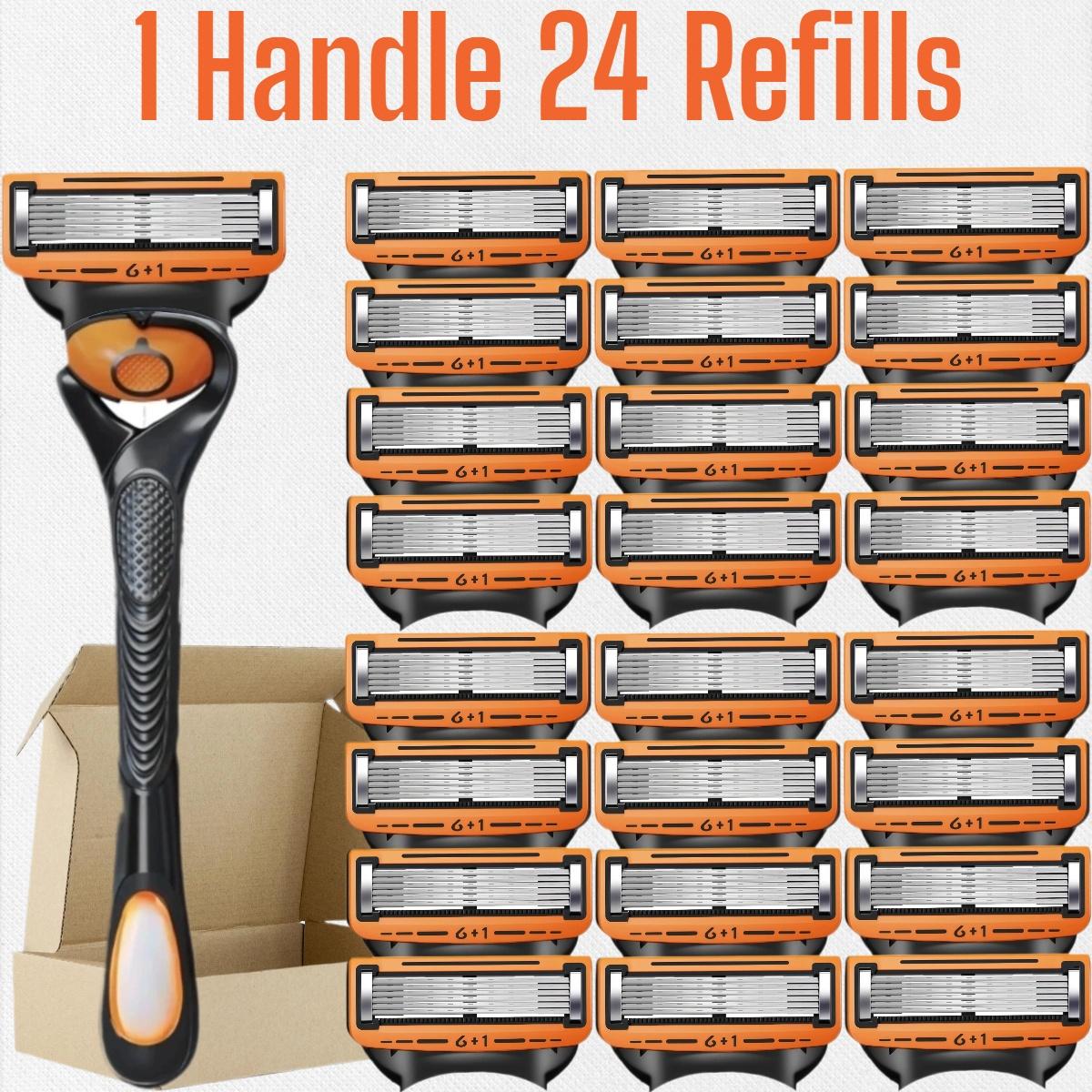 Men's Shaving Razor Set with 1 Handle and Extra Refills, Precision Trimmer, Stainless Steel Blades, Universal Fit, Sealed Packaging