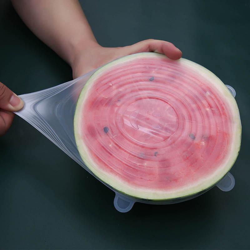 6 Pcs Silicone Stretch Lids, Reusable Durable Food Storage Covers, Fruit Storage, 6 Different Sizes for Bowls & Most Containers, Dishwasher Safe & Freezer Safe