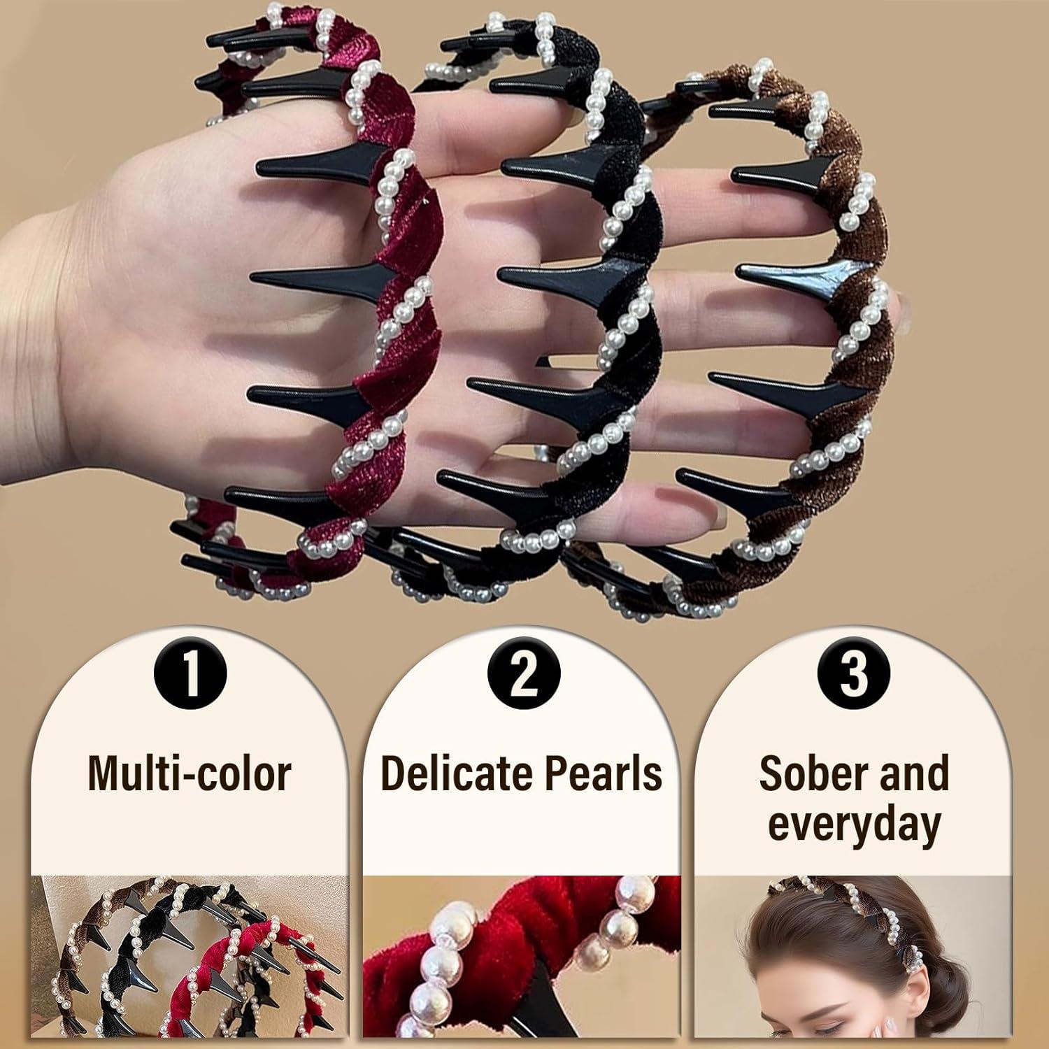 3pcs Women's High Crown Wave Headbands, Non-Slip Hair Clips For Hairstyle Accessories,Hairband,Hair Hoop ,Zig Zag Headband