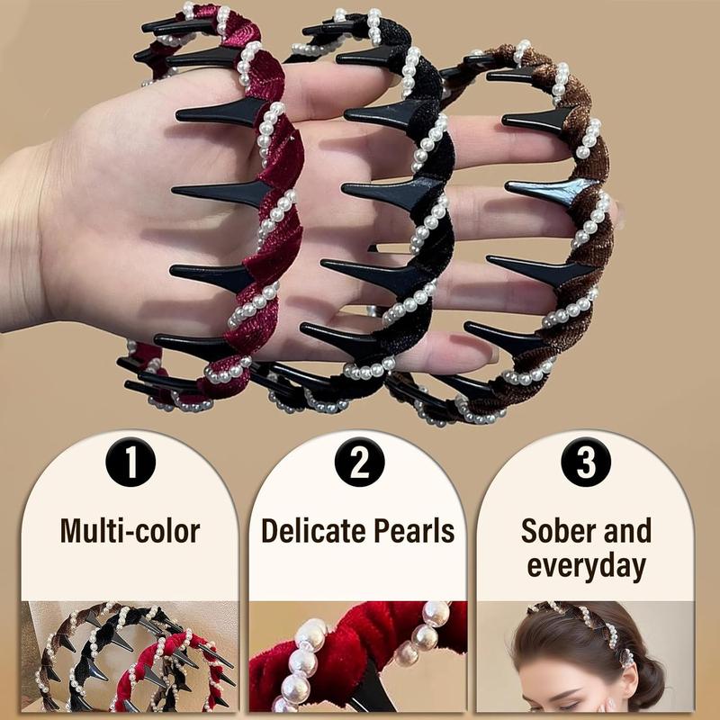 3pcs Women's High Crown Wave Headbands, Non-Slip Hair Clips For Hairstyle Accessories,Hairband,Hair Hoop ,Zig Zag Headband