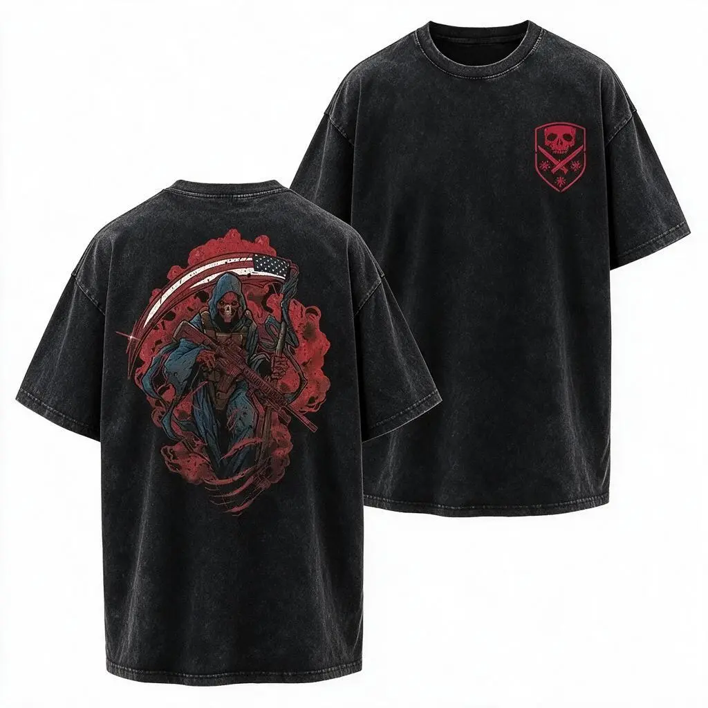 Reaper Fury Graphic T Shirt Black Unisex 100 Percent Cotton Short Sleeve Tee Dark Gothic Streetwear Edgy Fantasy Apparel Casual Daily Hangout Party Outdoor Trendy Outfit