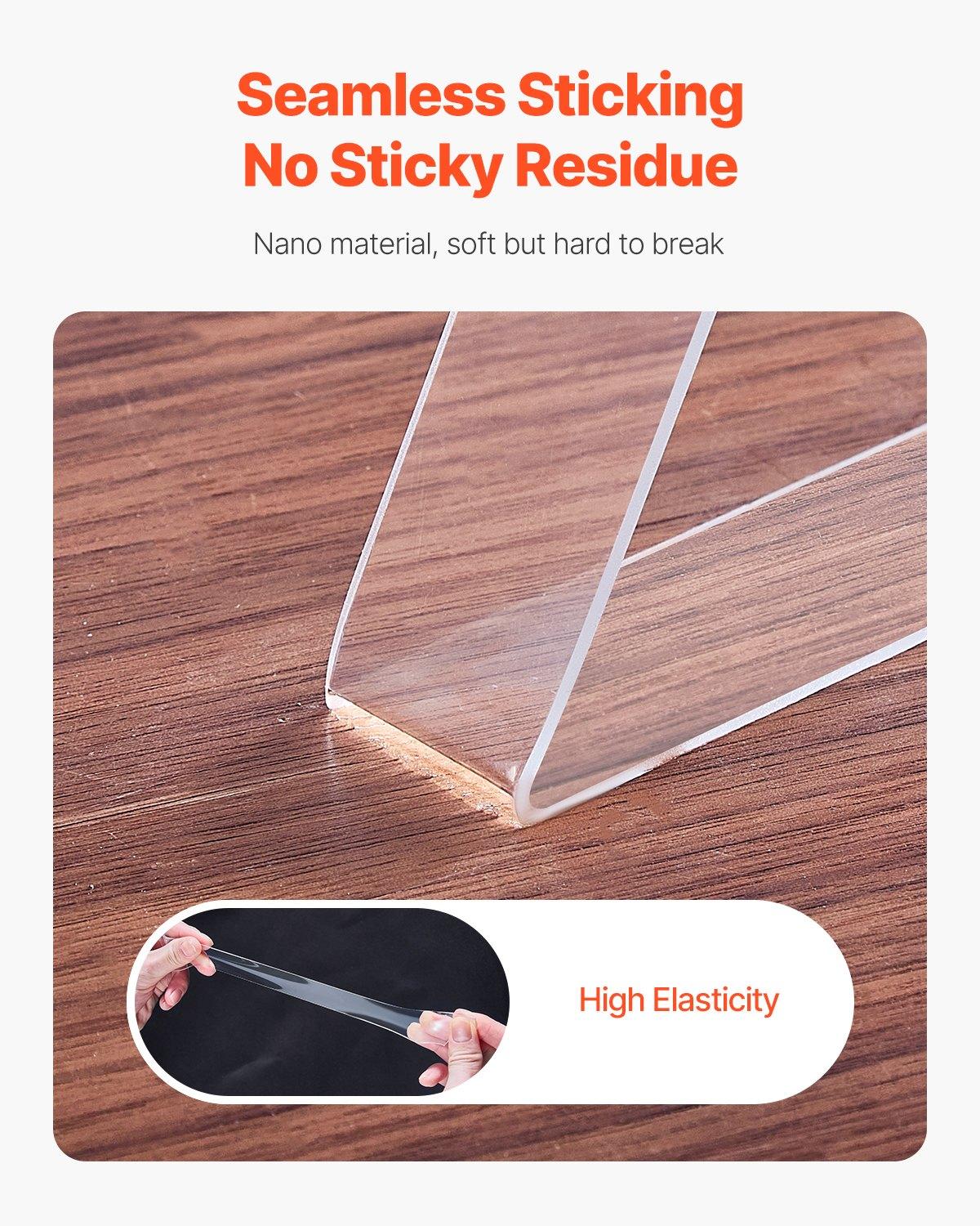 VEVOR Double Sided Tape Heavy Duty, 16 ft Nano Mounting Tape( 3 Pack), Strong Adhesive Reusable, Clear Two Sided Wall Tape, Removable Poster Picture Hanging Strips for Home Office Car Outdoor Use