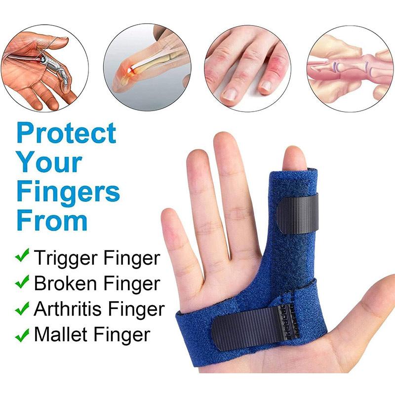 Right Hand Finger Brace Trigger Finger Splint for Arthritis - Pinky Finger, Index, Middle, Ring, Mallet, Stabilizer, Supports, Immobilizer Wrap Blue Healthcare