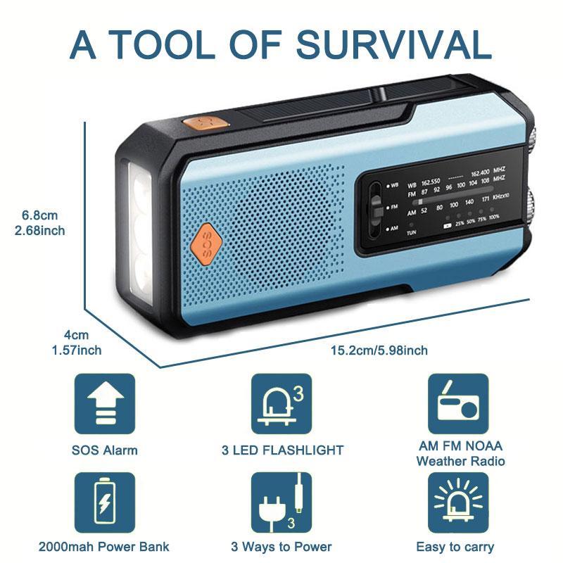 Emergency Weather Radio:AM/FM/WB Reception & Loud SOS Alarm,Hand Crank/Solar/USB Charging, Modern Design Emergency Weather Radio:AM/FM/WB Reception & Loud SOS Alarm,Hand Crank/Solar/USB Charging, Modern Design